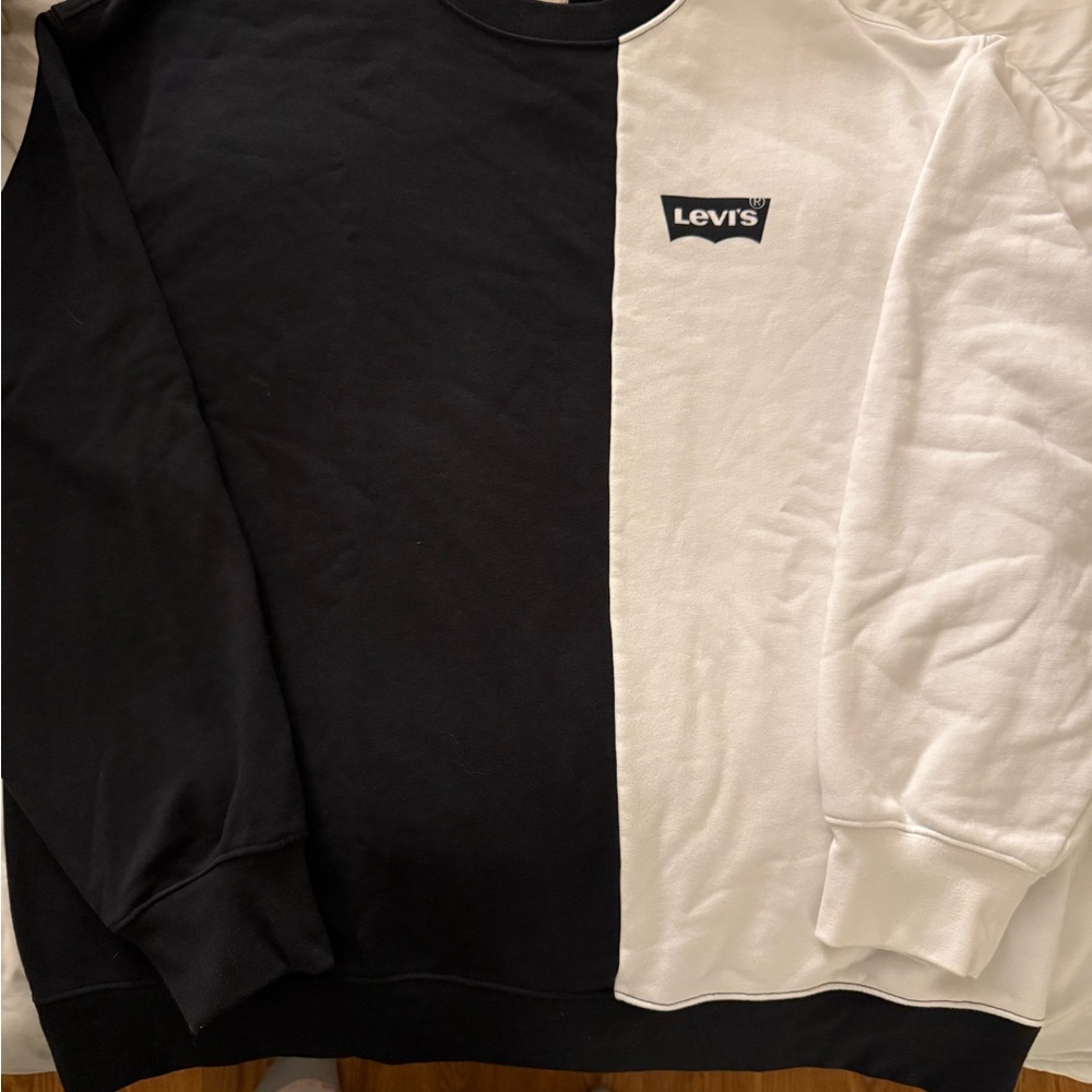 Levi's Men's Two-Tone Black and White Crewneck Sweater